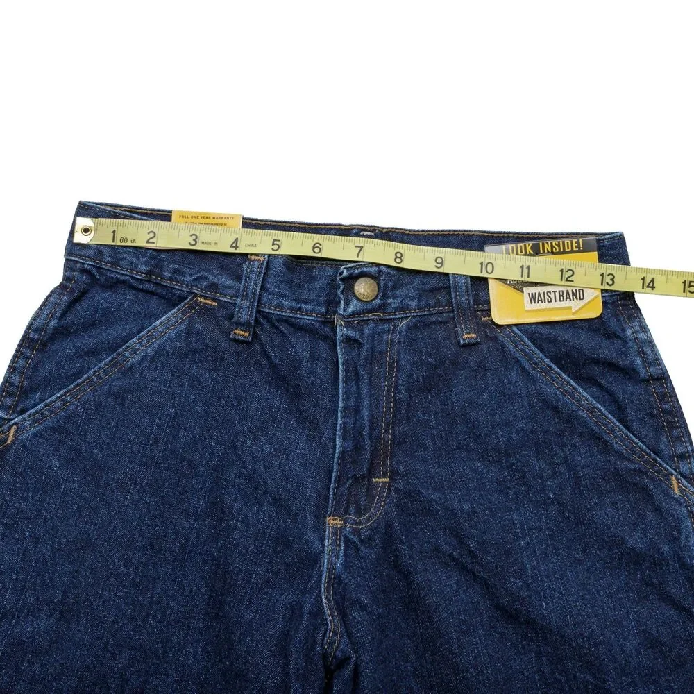 Wrangler Size 10 Boys Utility Jeans Legendary Gold Adj Waist Husky Dark Blue